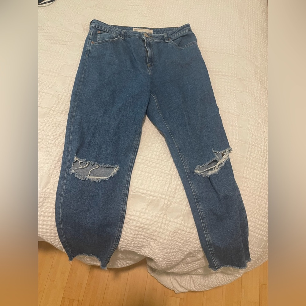 ASOS Denim cropped knee ripped jeans